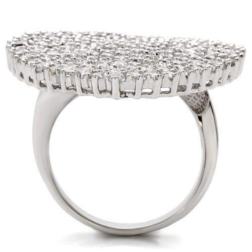 Alamode Rhodium Brass Ring with AAA Grade CZ in Clear - Alamode - Flyclothing LLC