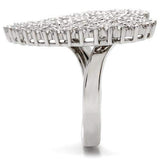 Alamode Rhodium Brass Ring with AAA Grade CZ in Clear - Alamode - Flyclothing LLC