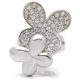 Alamode Rhodium Brass Ring with AAA Grade CZ in Clear - Alamode