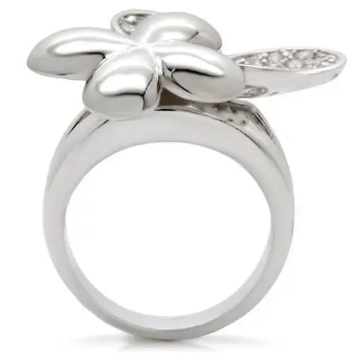 Alamode Rhodium Brass Ring with AAA Grade CZ in Clear - Alamode - Flyclothing LLC