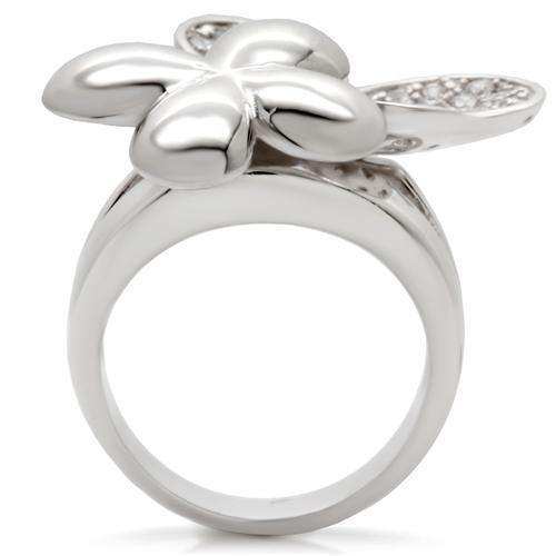 Alamode Rhodium Brass Ring with AAA Grade CZ in Clear - Alamode - Flyclothing LLC