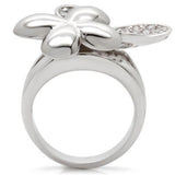 Alamode Rhodium Brass Ring with AAA Grade CZ in Clear - Alamode