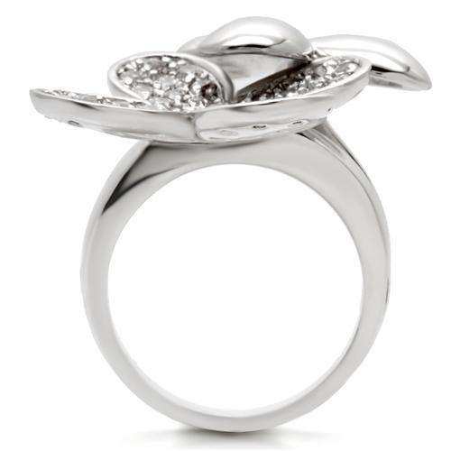 Alamode Rhodium Brass Ring with AAA Grade CZ in Clear - Alamode - Flyclothing LLC