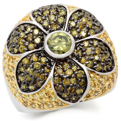 Alamode Rhodium+Gold+ Ruthenium Brass Ring with AAA Grade CZ in Multi Color - Flyclothing LLC