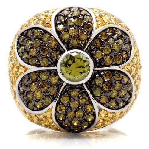 Alamode Rhodium+Gold+ Ruthenium Brass Ring with AAA Grade CZ in Multi Color - Alamode - Flyclothing LLC