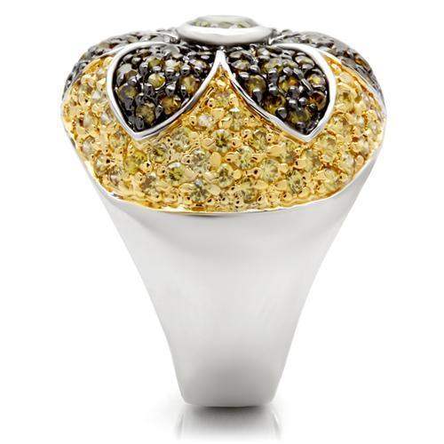 Alamode Rhodium+Gold+ Ruthenium Brass Ring with AAA Grade CZ in Multi Color - Alamode - Flyclothing LLC