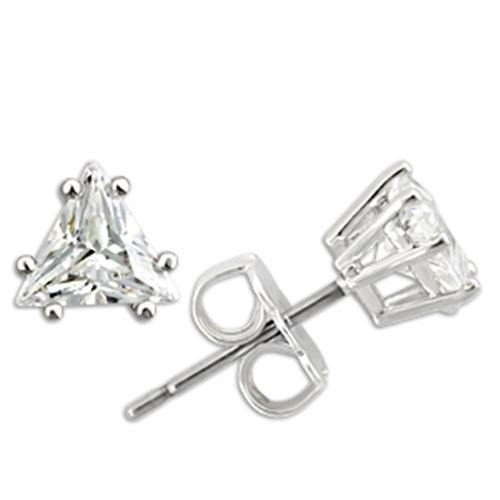 Alamode Rhodium 925 Sterling Silver Earrings with AAA Grade CZ in Clear - Alamode