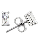 Alamode Rhodium 925 Sterling Silver Earrings with AAA Grade CZ in Clear - Alamode