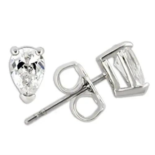 Alamode Rhodium 925 Sterling Silver Earrings with AAA Grade CZ in Clear - Alamode - Flyclothing LLC