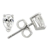 Alamode Rhodium 925 Sterling Silver Earrings with AAA Grade CZ in Clear - Alamode - Flyclothing LLC