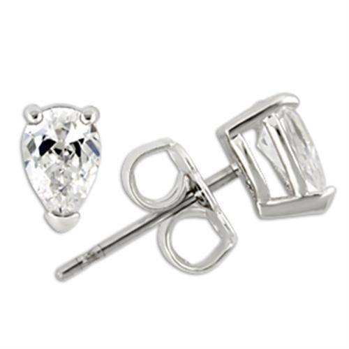 Alamode Rhodium 925 Sterling Silver Earrings with AAA Grade CZ in Clear - Alamode - Flyclothing LLC