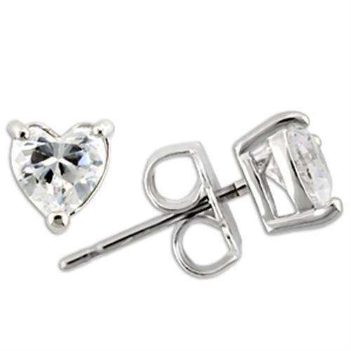 Alamode Rhodium 925 Sterling Silver Earrings with AAA Grade CZ in Clear - Alamode - Flyclothing LLC