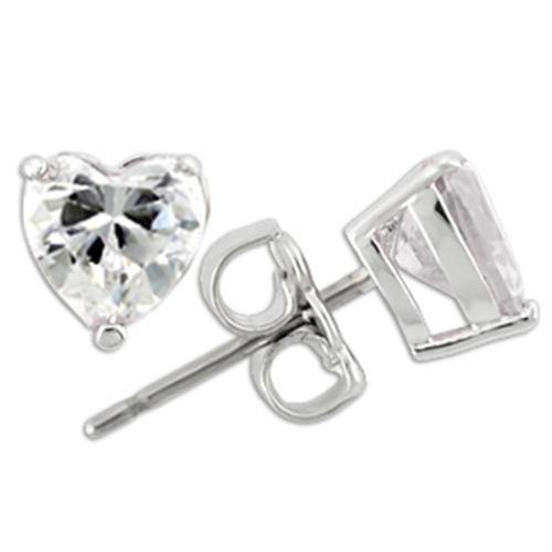 Alamode Rhodium 925 Sterling Silver Earrings with AAA Grade CZ in Clear - Alamode