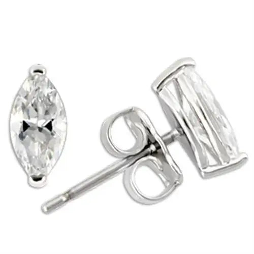 Alamode Rhodium 925 Sterling Silver Earrings with AAA Grade CZ in Clear - Alamode - Flyclothing LLC