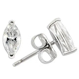 Alamode Rhodium 925 Sterling Silver Earrings with AAA Grade CZ in Clear - Alamode - Flyclothing LLC
