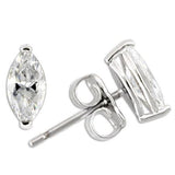 Alamode Rhodium 925 Sterling Silver Earrings with AAA Grade CZ in Clear - Alamode