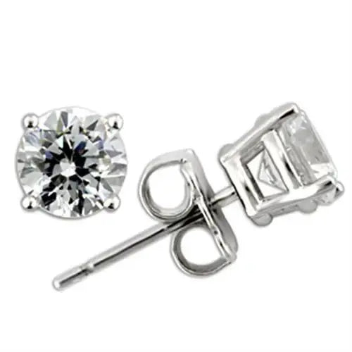 Alamode Rhodium 925 Sterling Silver Earrings with AAA Grade CZ in Clear - Alamode - Flyclothing LLC