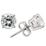 Alamode Rhodium 925 Sterling Silver Earrings with AAA Grade CZ in Clear - Alamode - Flyclothing LLC