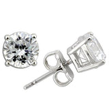 Alamode Rhodium 925 Sterling Silver Earrings with AAA Grade CZ in Clear - Alamode