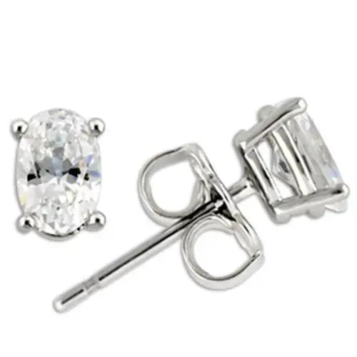 Alamode Rhodium 925 Sterling Silver Earrings with AAA Grade CZ in Clear - Alamode - Flyclothing LLC