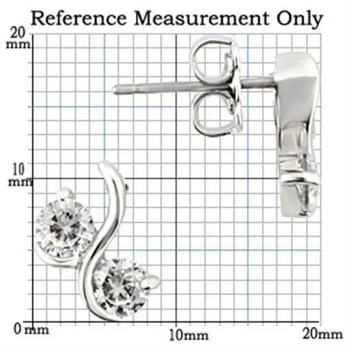 Alamode Rhodium 925 Sterling Silver Earrings with AAA Grade CZ in Clear - Alamode - Flyclothing LLC