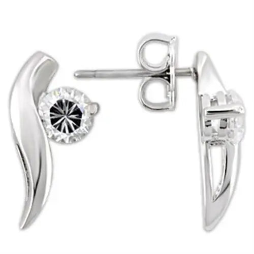Alamode Rhodium 925 Sterling Silver Earrings with AAA Grade CZ in Clear - Alamode - Flyclothing LLC