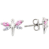 Alamode Rhodium 925 Sterling Silver Earrings with AAA Grade CZ in Multi Color - Alamode - Flyclothing LLC