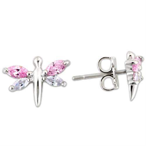 Alamode Rhodium 925 Sterling Silver Earrings with AAA Grade CZ in Multi Color - Alamode - Flyclothing LLC