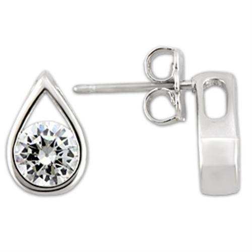 Alamode Rhodium 925 Sterling Silver Earrings with AAA Grade CZ in Clear - Alamode - Flyclothing LLC