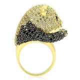 Alamode Gold+Ruthenium Brass Ring with AAA Grade CZ in Jet - Alamode - Flyclothing LLC