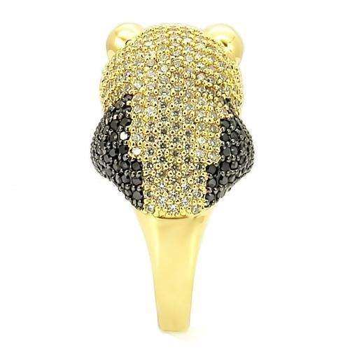 Alamode Gold+Ruthenium Brass Ring with AAA Grade CZ in Jet - Alamode - Flyclothing LLC