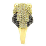 Alamode Gold+Ruthenium Brass Ring with AAA Grade CZ in Jet - Alamode - Flyclothing LLC