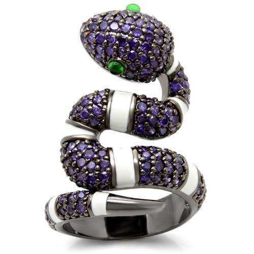 Alamode Ruthenium Brass Ring with AAA Grade CZ in Multi Color - Alamode - Flyclothing LLC
