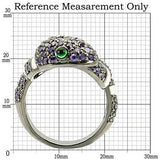Alamode Ruthenium Brass Ring with AAA Grade CZ in Multi Color - Alamode - Flyclothing LLC