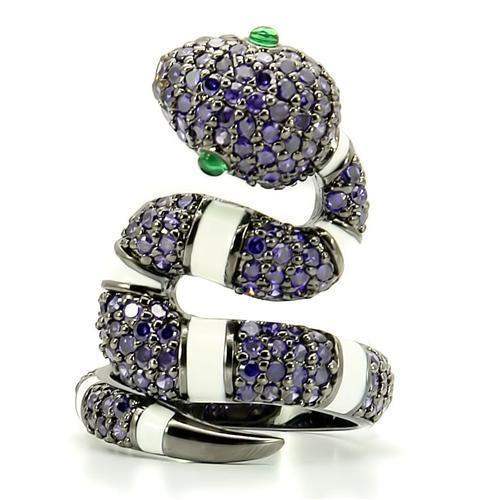 Alamode Ruthenium Brass Ring with AAA Grade CZ in Multi Color - Alamode - Flyclothing LLC
