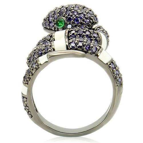 Alamode Ruthenium Brass Ring with AAA Grade CZ in Multi Color - Alamode - Flyclothing LLC
