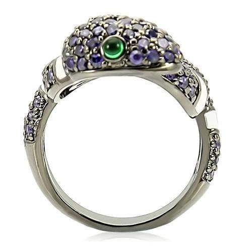 Alamode Ruthenium Brass Ring with AAA Grade CZ in Multi Color - Alamode - Flyclothing LLC