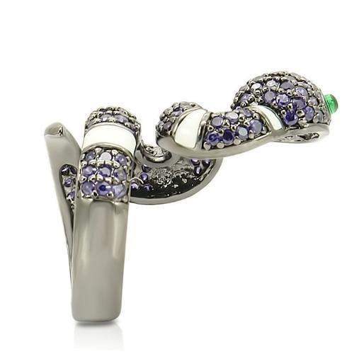 Alamode Ruthenium Brass Ring with AAA Grade CZ in Multi Color - Alamode - Flyclothing LLC