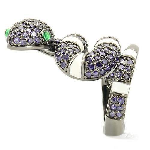 Alamode Ruthenium Brass Ring with AAA Grade CZ in Multi Color - Alamode - Flyclothing LLC