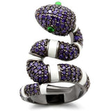 Alamode Ruthenium Brass Ring with AAA Grade CZ in Multi Color - Alamode