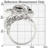 Alamode Rhodium Brass Ring with AAA Grade CZ in Clear - Alamode - Flyclothing LLC