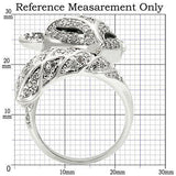 Alamode Rhodium Brass Ring with AAA Grade CZ in Clear - Alamode