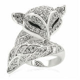 Alamode Rhodium Brass Ring with AAA Grade CZ in Clear - Alamode