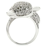Alamode Rhodium Brass Ring with AAA Grade CZ in Clear - Alamode