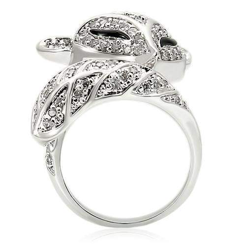 Alamode Rhodium Brass Ring with AAA Grade CZ in Clear - Alamode - Flyclothing LLC
