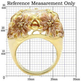 Alamode Matte Gold & Gold Brass Ring with AAA Grade CZ in Clear - Alamode - Flyclothing LLC