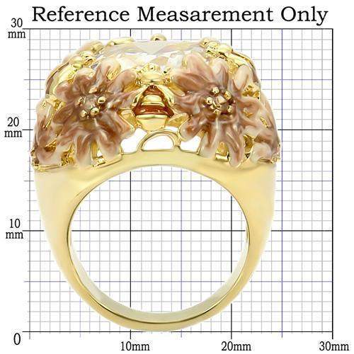 Alamode Matte Gold & Gold Brass Ring with AAA Grade CZ in Clear - Alamode - Flyclothing LLC
