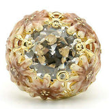 Alamode Matte Gold & Gold Brass Ring with AAA Grade CZ in Clear - Alamode - Flyclothing LLC
