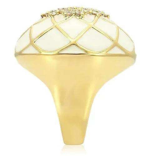 Alamode Gold Brass Ring with AAA Grade CZ in Clear - Alamode - Flyclothing LLC