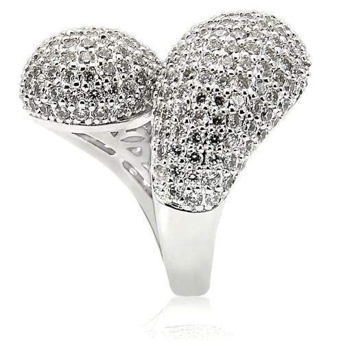Alamode Rhodium Brass Ring with AAA Grade CZ in Clear - Alamode - Flyclothing LLC